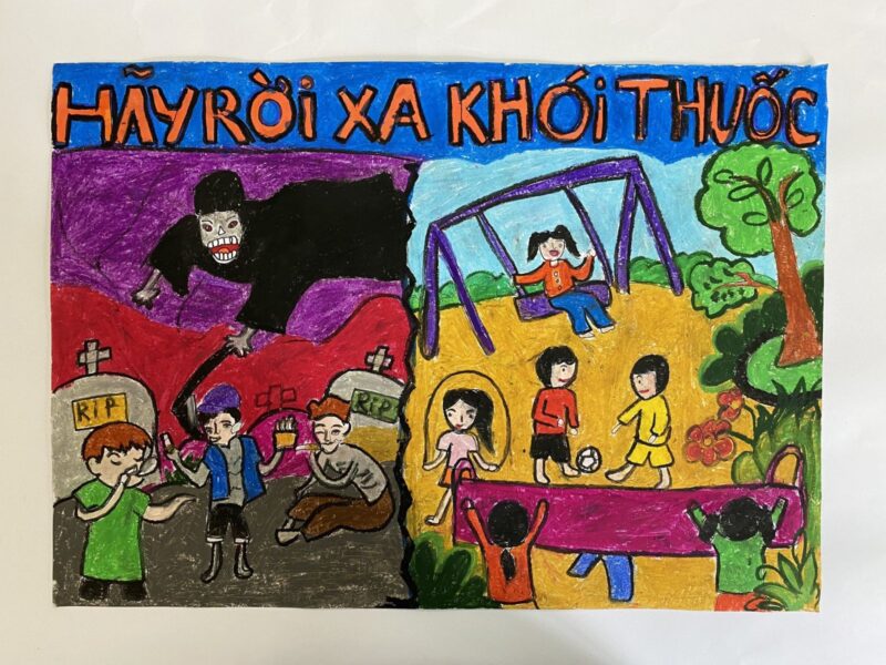 Vẽ tranh cấm hút thuốc lá hãy rời xa khói thuốc