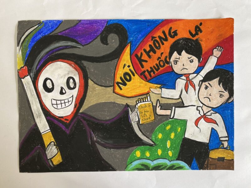 Vẽ tranh cấm hút thuốc lá học sinh nói không với thuốc lá