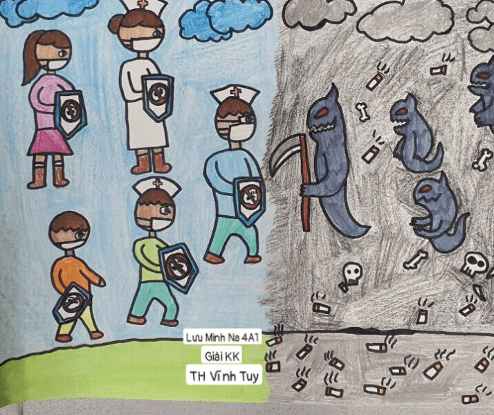 Vẽ tranh cấm hút thuốc lá hút thuốc lá là đang chiến đấu với bệnh tật