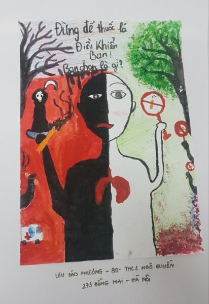 Vẽ tranh cấm hút thuốc lá thuốc lá khiến con người bị bào mòn