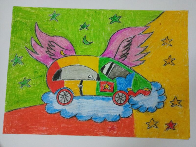 Vẽ tranh chiếc ô tô mơ ước cưỡi mây