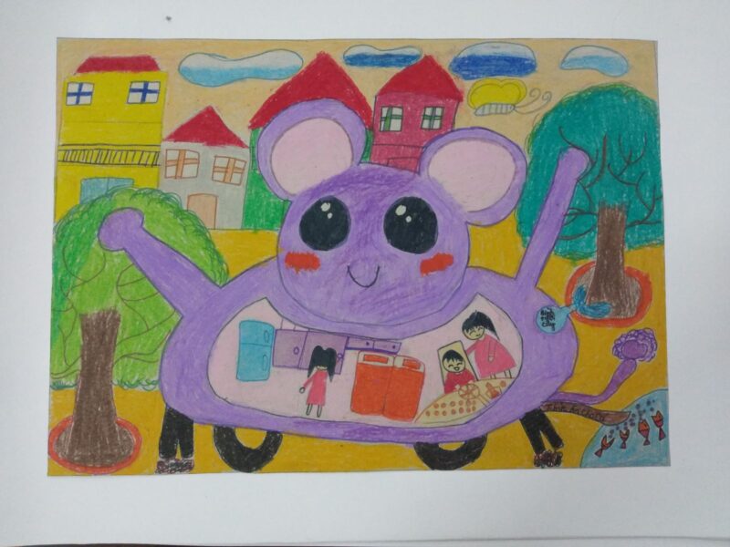 Vẽ tranh chiếc ô tô mơ ước hình chú chuột