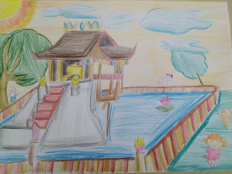 Vẽ tranh chủ đề em yêu Hà Nội bằng chì màu đơn giản