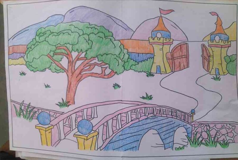 Vẽ tranh công viên xanh trường em đẹp như Disney land