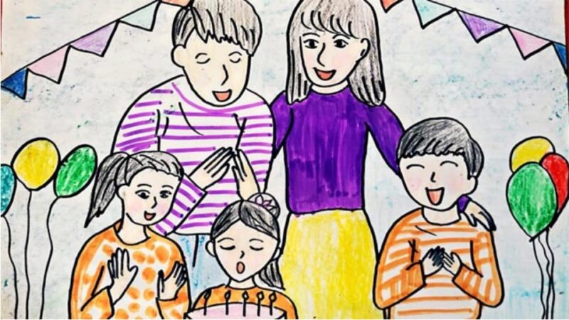 Vẽ tranh cuộc sống sinh hoạt gia đình hòa thuận