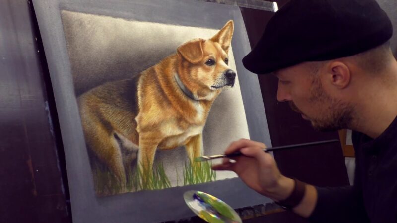 Vẽ tranh đề tài 3D chú chó nâu