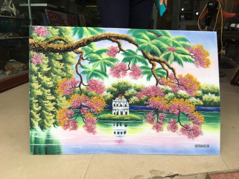 Vẽ tranh đề tài Hồ Gươm và hoa