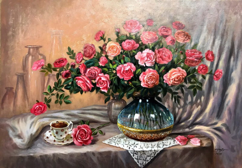 Sơn chủ đề hoa hồng trên bàn