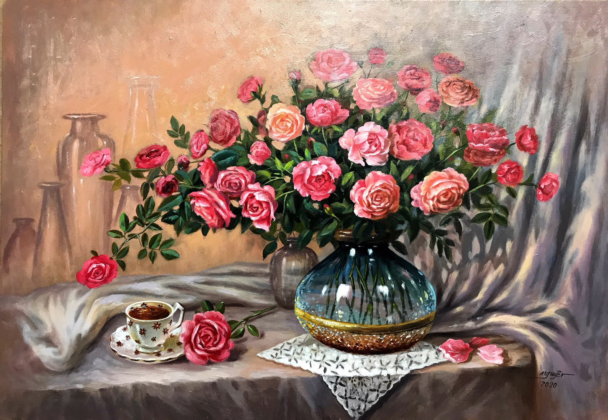 Tranh hoa sen hồng 3D  tranh phong thủy