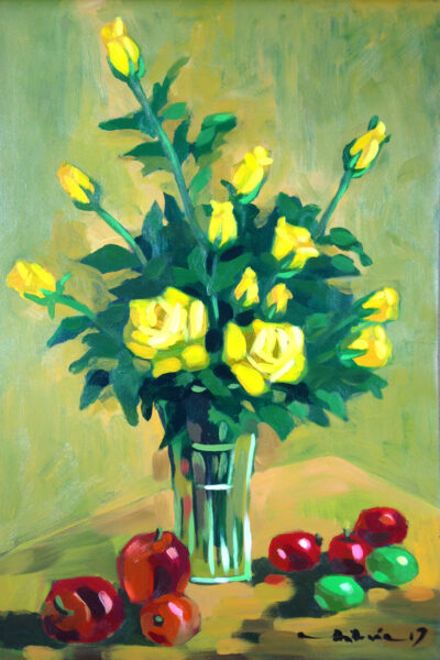 Vẽ tranh đề tài tĩnh vật hoa màu vàng