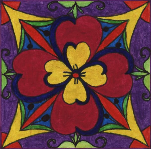 Vẽ tranh đề tài trang trí hình vuông hoa vàng