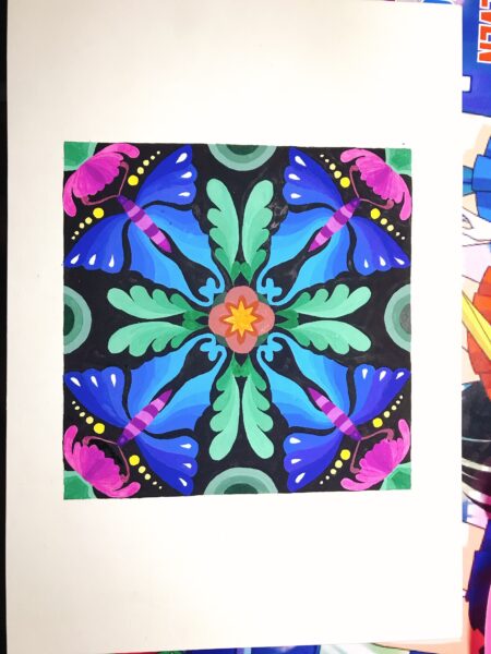 Vẽ tranh đề tài trang trí hình vuông nền đen