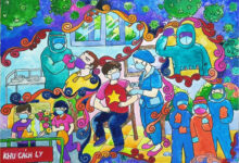 vẽ tranh em yêu màu áo xanh