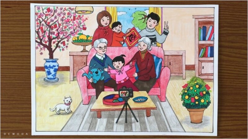 vẽ tranh gia đình
