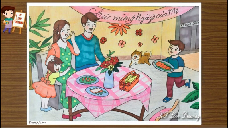 Vẽ tranh gia đình hạnh phúc, đẹp nhất