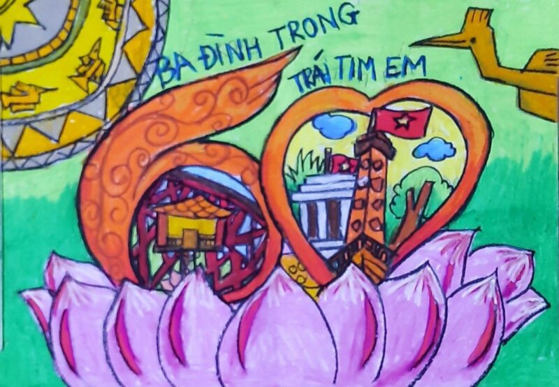 Vẽ tranh Hà Nội của em ba đình trong tim em