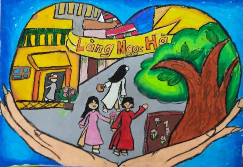 Vẽ tranh Hà Nội của em làng ngọc hà