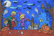 vẽ tranh halloween