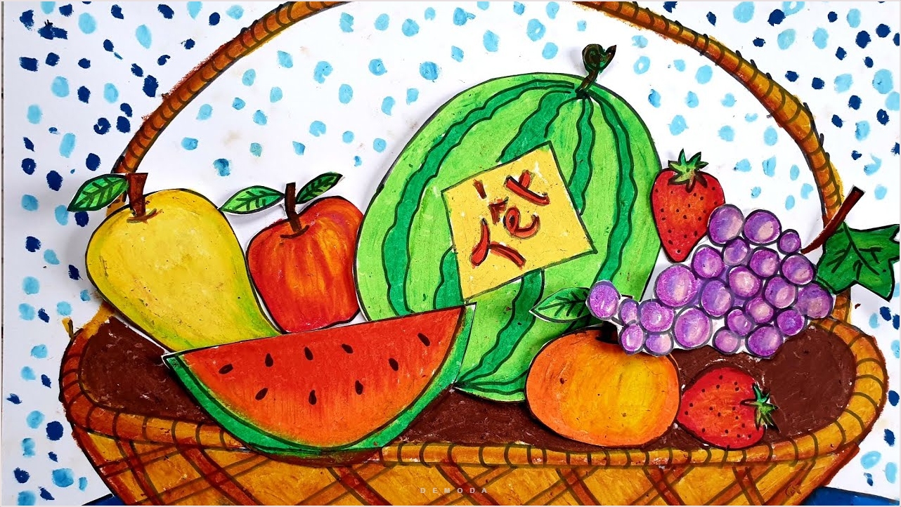 Hướng dẫn cách vẽ đĩa hoa quả đơn giản cho món tráng miệng đầy màu sắc