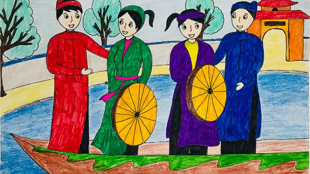 Vẽ Tranh Lễ Hội Quê Em Đơn Giản Nhất Của Học Sinh Lớp 3, 5