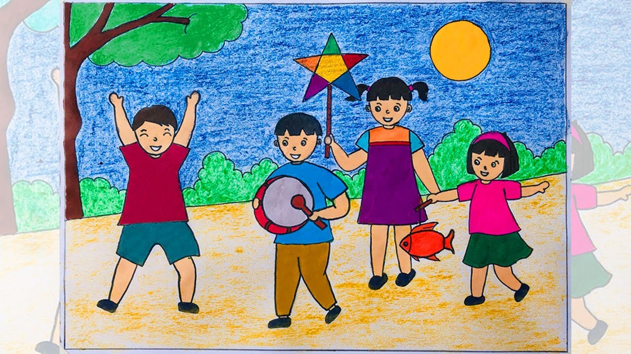 Vẽ Tranh Lễ Hội Quê Em Đơn Giản Nhất Của Học Sinh Lớp 3, 5