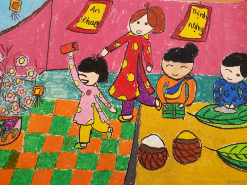 Vẽ tranh ngày Tết đơn giản