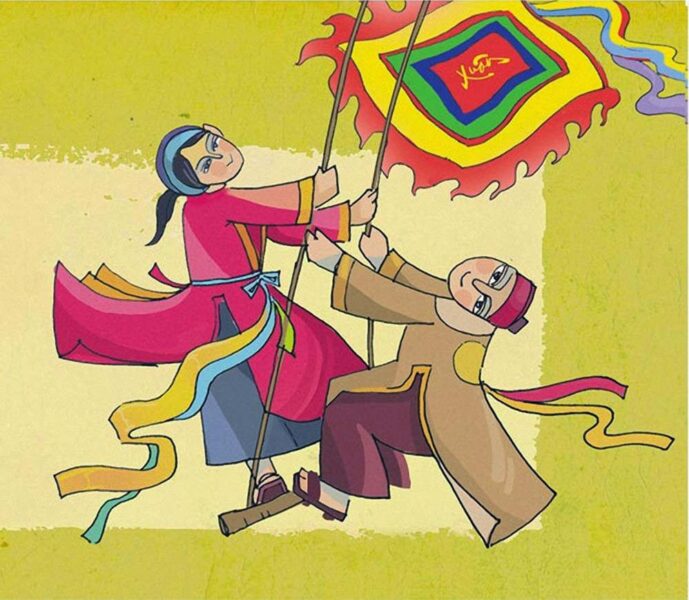 Vẽ tranh ngày tết lễ hội đu dây