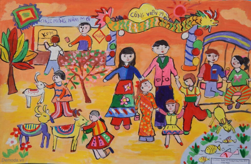 Vẽ tranh ngày Tết, mùa xuân đơn giản