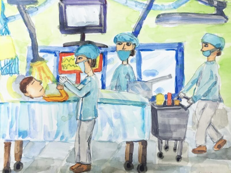 vẽ tranh ngày thầy thuốc việt nam cố gắng cứu sống bệnh nhân