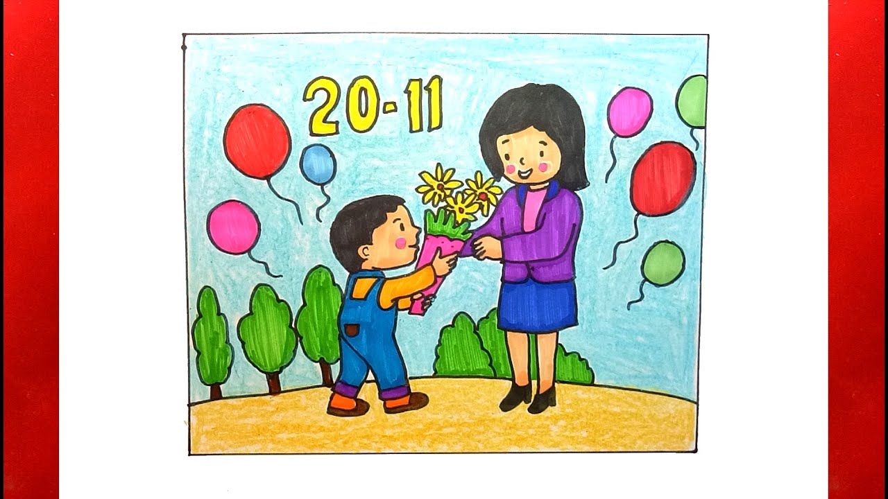 Cách vẽ tranh mĩ thuật lớp 8 Bài 9 Vẽ tranh lớp 8 Đề tài nhà giáo Việt Nam 2011 Đơn giản và đẹp nhất