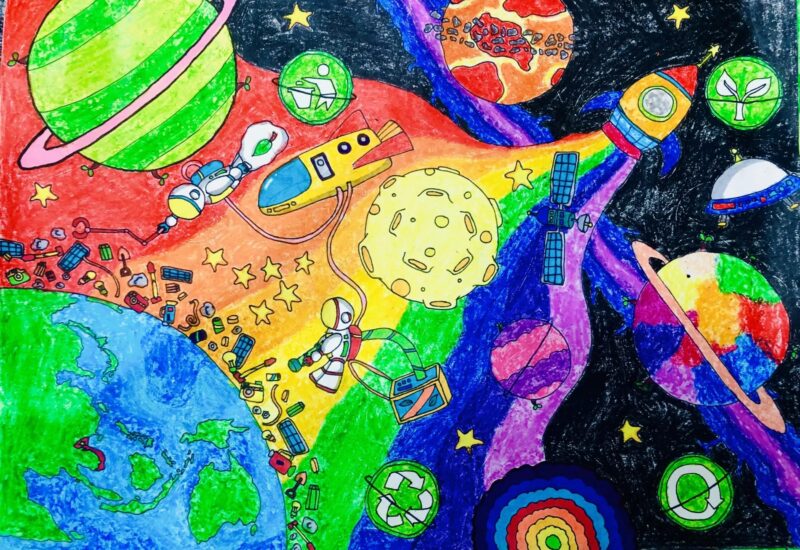 Vẽ tranh thế giới trong tương lai sinh sống trên vũ trụ