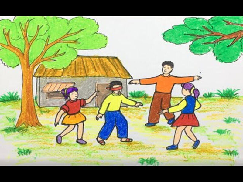 Vẽ tranh tình yêu quê hương đất nước bịt mắt bắt dê