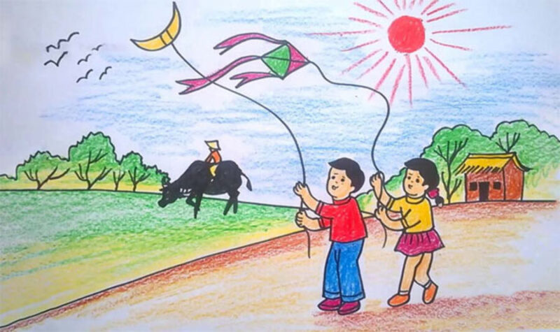 Vẽ tranh tình yêu quê hương đất nước chăn trâu thả diều