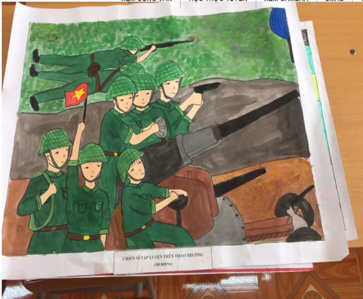 Vẽ tranh tình yêu quê hương đất nước chú bộ đội dũng cảm