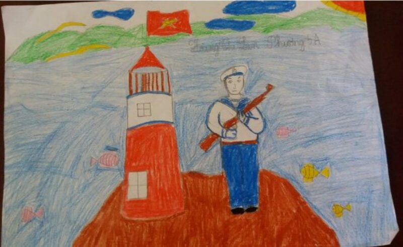 Vẽ tranh tình yêu quê hương đất nước chú lính canh gác biển