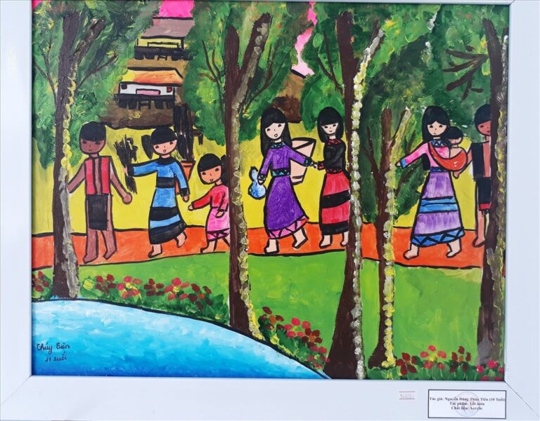 Vẽ tranh tình yêu quê hương đất nước gánh củi