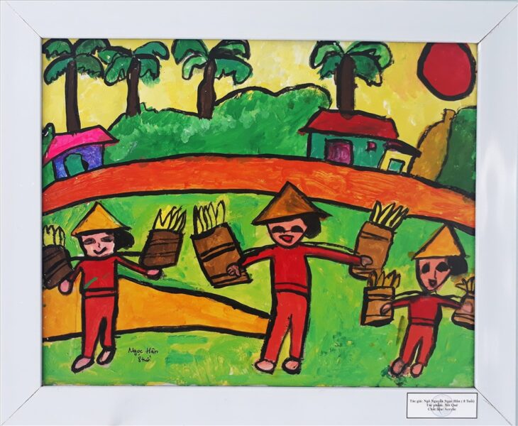 Vẽ tranh tình yêu quê hương đất nước mùa lúa chín vùng cao