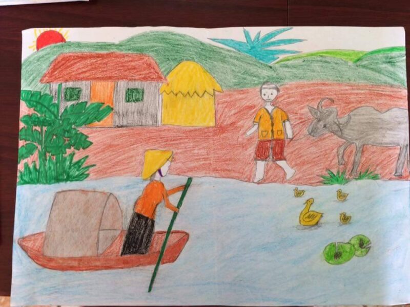 Vẽ tranh tình yêu quê hương đất nước sông quê