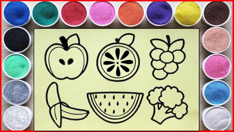 Vẽ tranh trái cây bốn mùa bằng cát màu