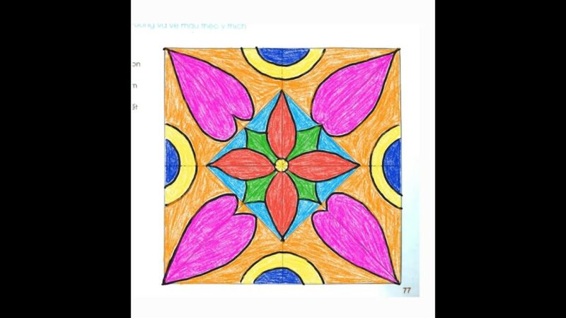 Vẽ tranh trang trí hình vuông nền vàng