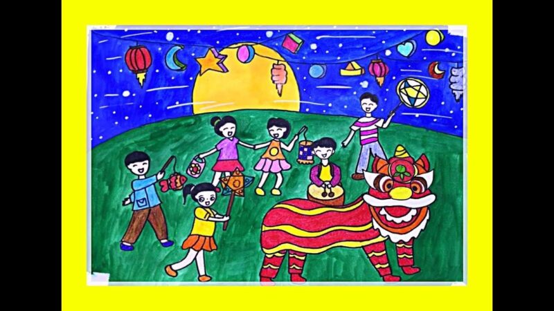Vẽ tranh trung thu dưới ánh trăng