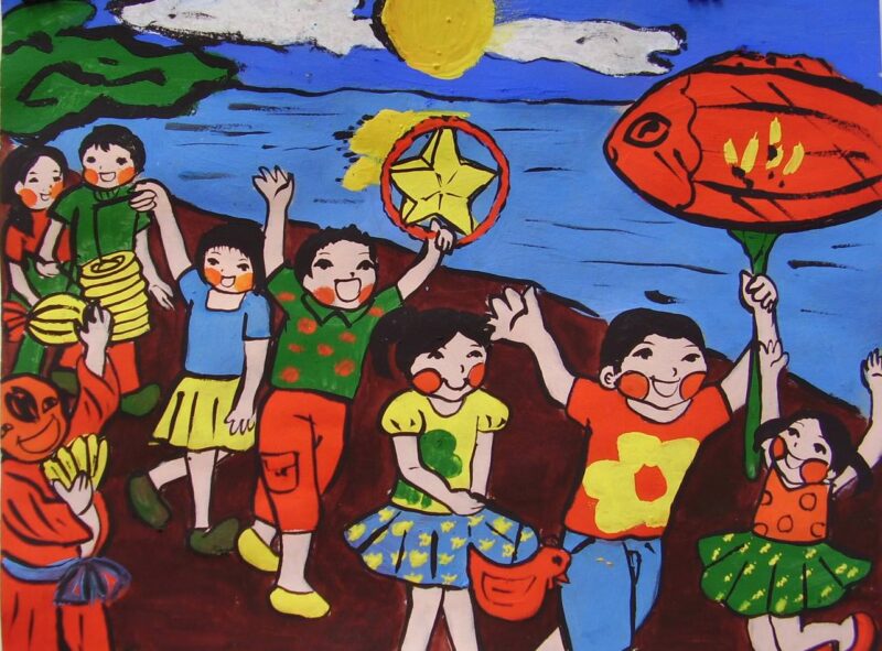Vẽ tranh trung thu rước đèn cùng bạn
