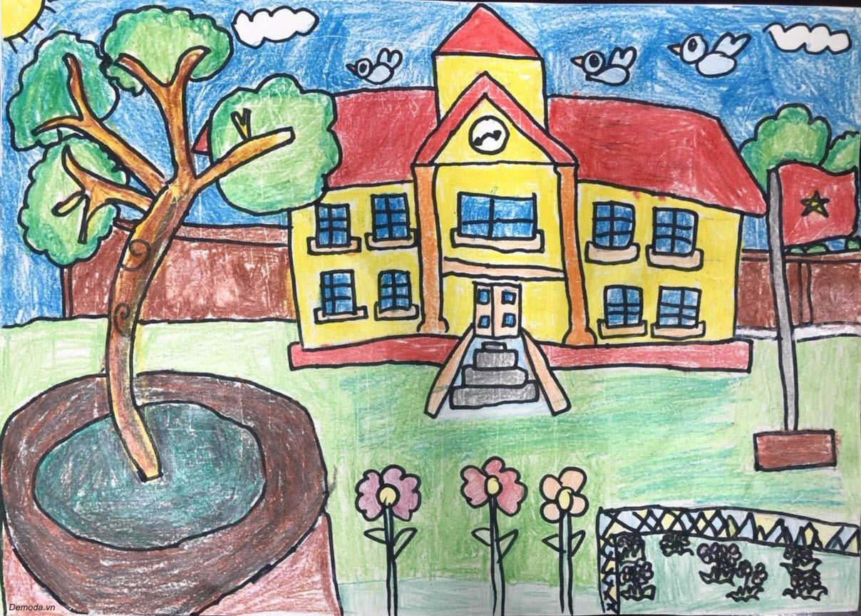Vẽ Tranh Trường Em Đơn Giản, Đẹp, Ấn Tượng Nhất Thế Giới