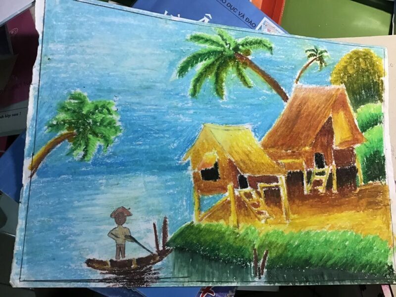 Vẽ tranh tự chọn nhà sàn