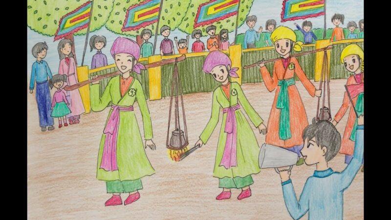 Vẽ tranh vẽ lễ hội thổi cơm