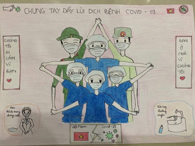 vẽ tranh vững tin việt nam chung tay đẩy lùi dịch bệnh đẹp nhất
