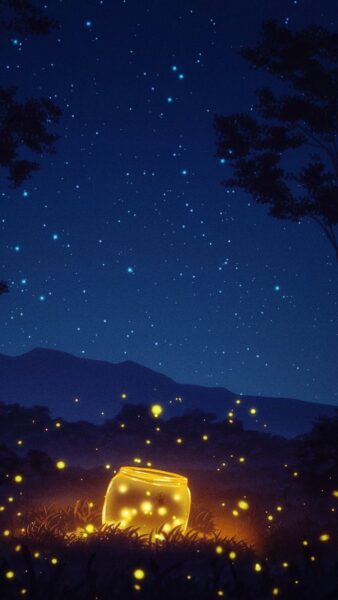 Ảnh buổi tối lọ thủy tinh và đom đóm