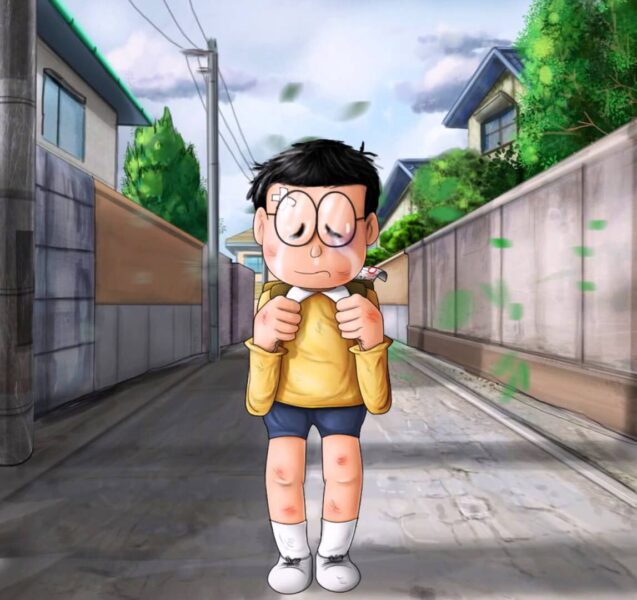 Hình ảnh Nobita buồn bã