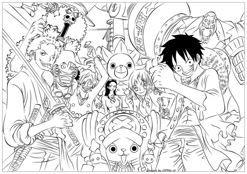 Hình ảnh one piece tô màu