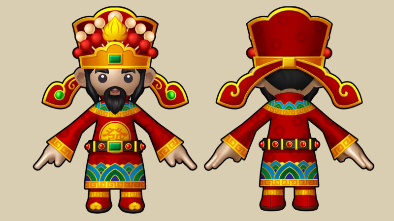 hình nền thần tài mô hình mặt trước và sau